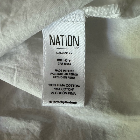 Nation Ltd Cropped White Shirt Long sleeves Pin-tuck Shoulder Detail Size S - Picture 8 of 9